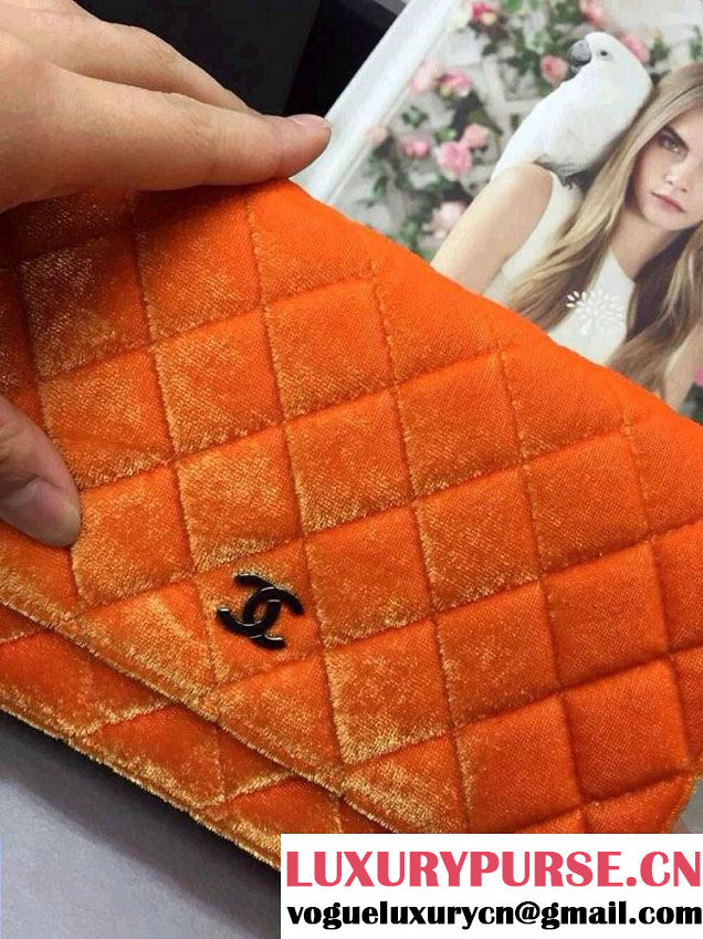 Chanel Velvet WOC Wallet On Chain Bag A33814 Y09134 Orange 2014