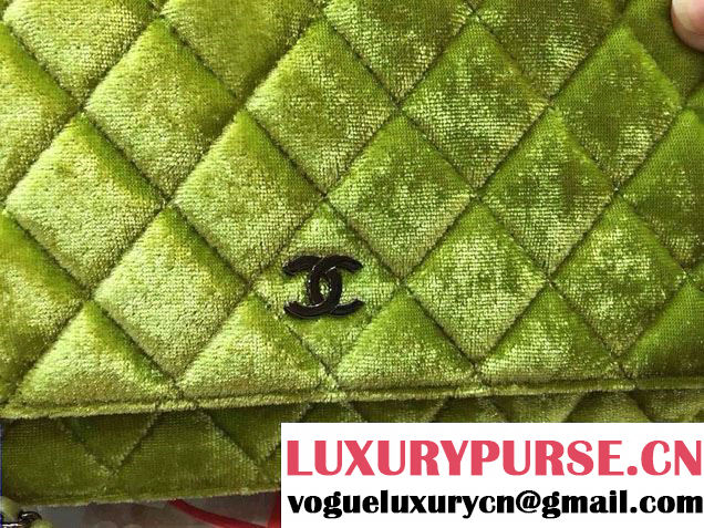 Chanel Velvet WOC Wallet On Chain Bag A33814 Y09134 Green 2014