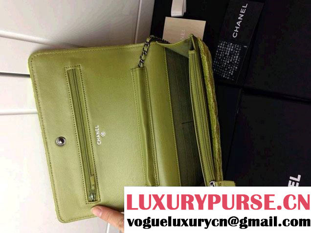 Chanel Velvet WOC Wallet On Chain Bag A33814 Y09134 Green 2014