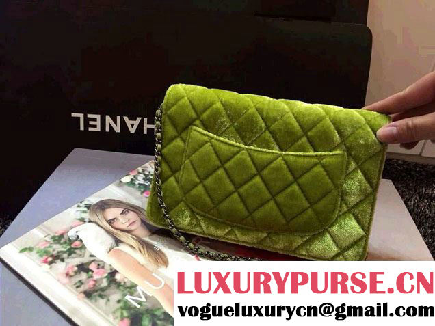 Chanel Velvet WOC Wallet On Chain Bag A33814 Y09134 Green 2014