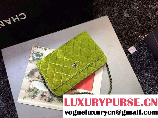Chanel Velvet WOC Wallet On Chain Bag A33814 Y09134 Green 2014