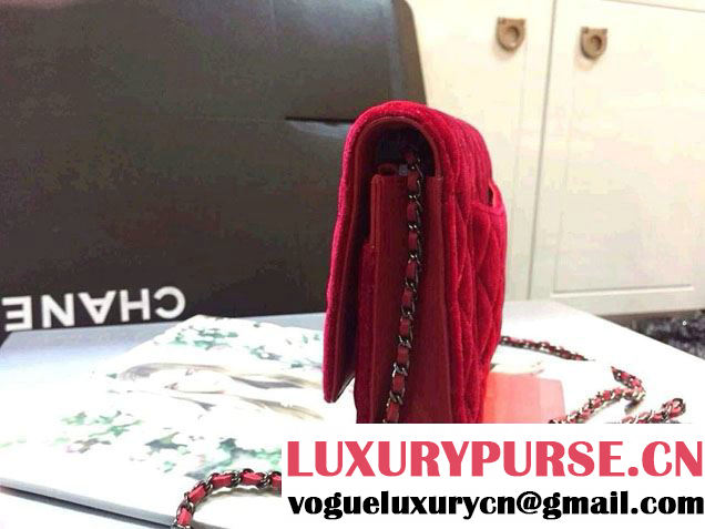 Chanel Velvet WOC Wallet On Chain Bag A33814 Y09134 Red 2014