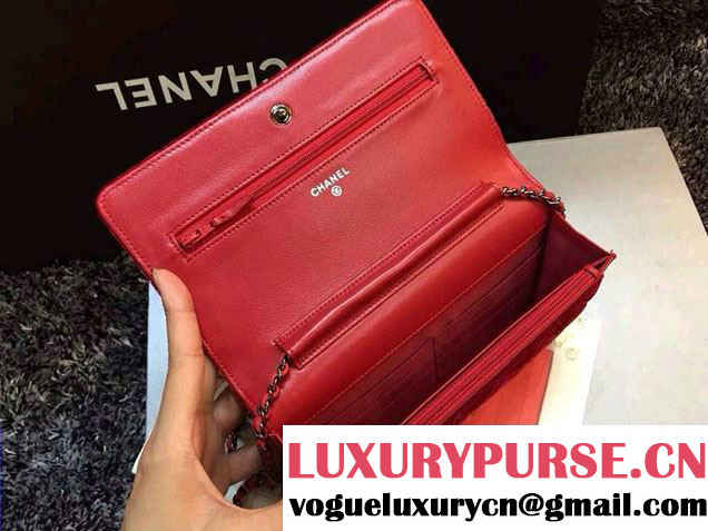 Chanel Velvet WOC Wallet On Chain Bag A33814 Y09134 Red 2014