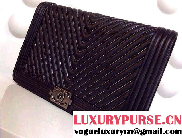Chanel Chevron Boy Wallet On Chain (WOC) Clutch Bag A80546 2015