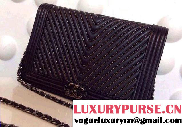 Chanel Chevron Boy Wallet On Chain (WOC) Clutch Bag A80546 2015