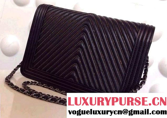 Chanel Chevron Boy Wallet On Chain (WOC) Clutch Bag A80546 2015