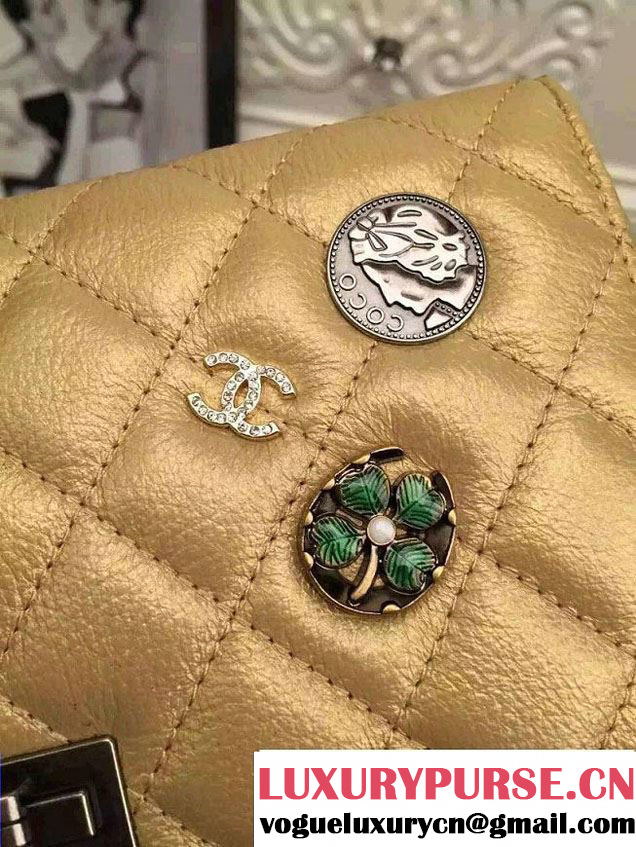 Chanel Embellished With Charms Wallet On Chain (WOC) Bag A80442 Gold 2015