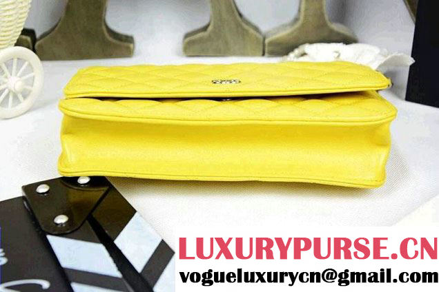 Chanel Wallet On Chain WOC Bag A33814 in Lambskin Leather Yellow