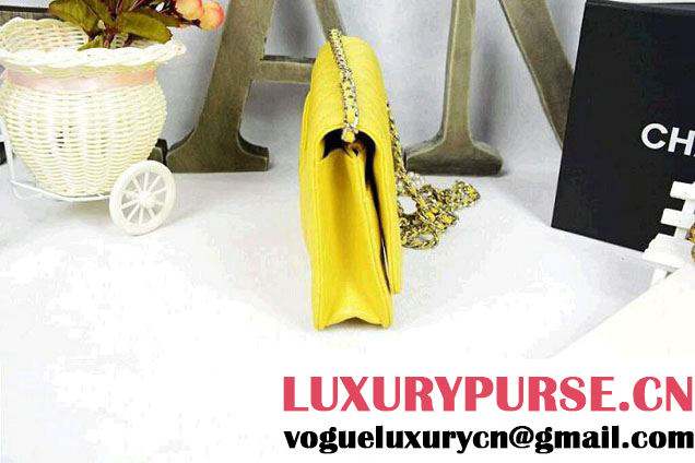 Chanel Wallet On Chain WOC Bag A33814 in Lambskin Leather Yellow