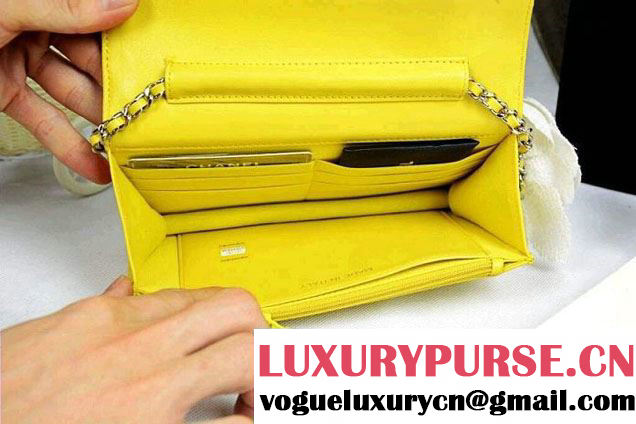 Chanel Wallet On Chain WOC Bag A33814 in Lambskin Leather Yellow