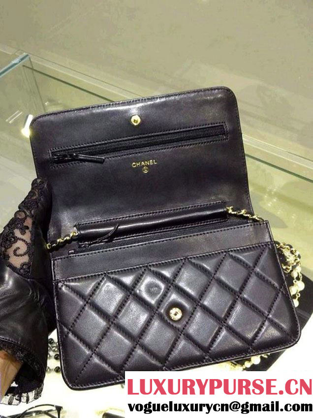 Chanel Wallet On Chain WOC Bag A33814 in Lambskin Leather Black with Golden Hardware