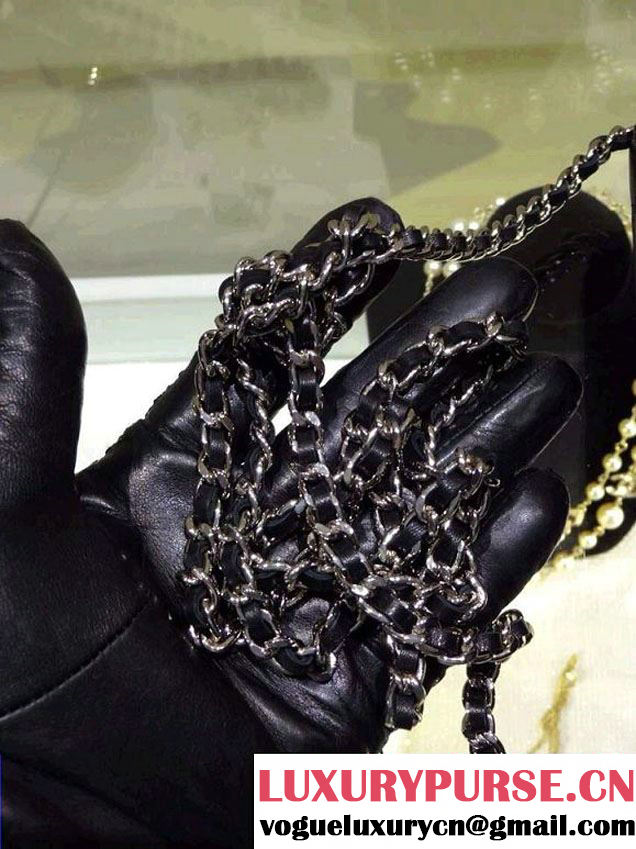 Chanel Wallet On Chain WOC Bag A33814 in Lambskin Leather Black with Silver Hardware