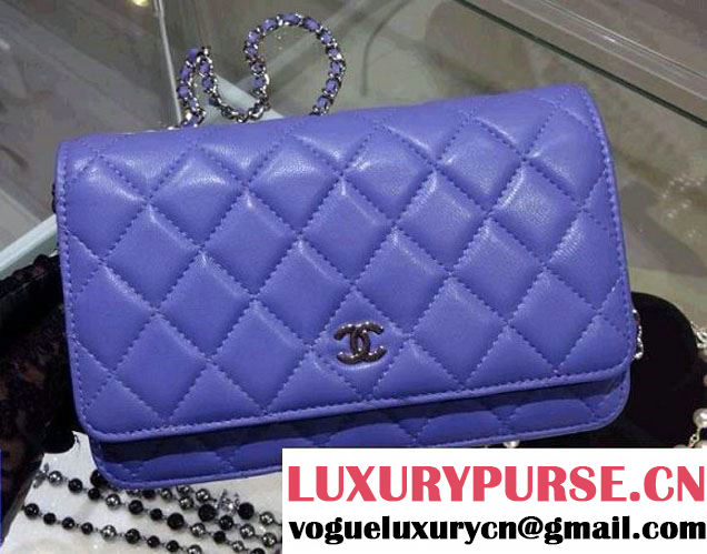 Chanel Wallet On Chain WOC Bag A33814 in Lambskin Leather Lilac