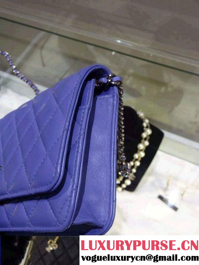 Chanel Wallet On Chain WOC Bag A33814 in Lambskin Leather Lilac