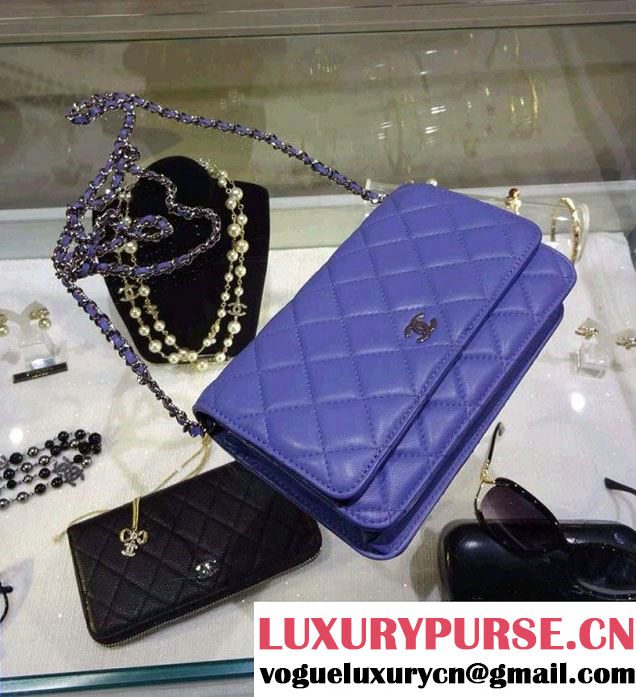 Chanel Wallet On Chain WOC Bag A33814 in Lambskin Leather Lilac