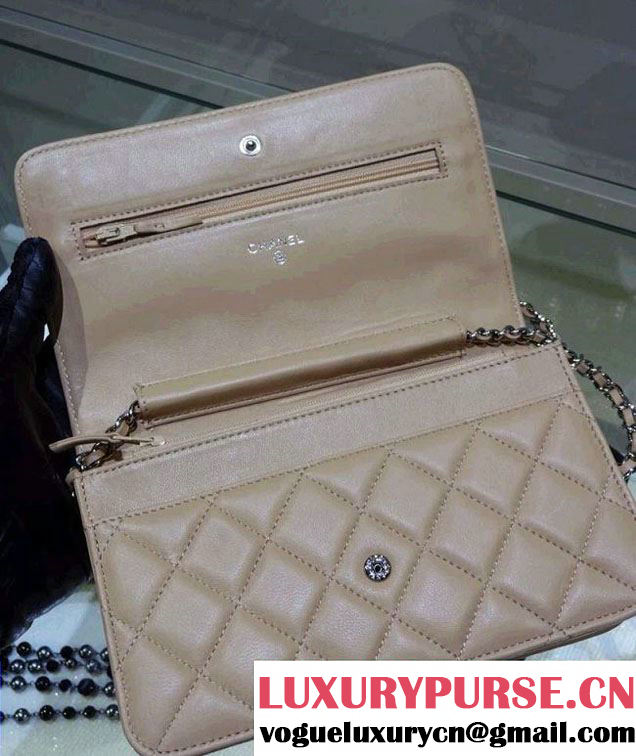 Chanel Wallet On Chain WOC Bag A33814 in Lambskin Leather Apricot