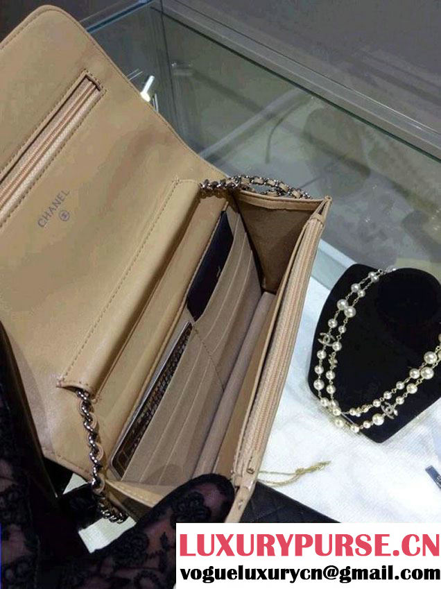 Chanel Wallet On Chain WOC Bag A33814 in Lambskin Leather Apricot