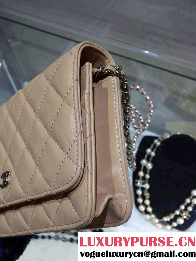 Chanel Wallet On Chain WOC Bag A33814 in Lambskin Leather Apricot