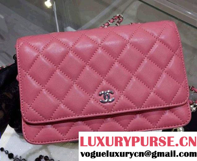 Chanel Wallet On Chain WOC Bag A33814 in Lambskin Leather Peach