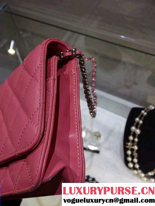 Chanel Wallet On Chain WOC Bag A33814 in Lambskin Leather Peach