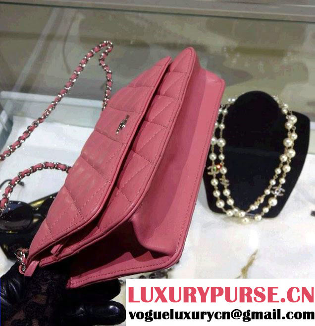 Chanel Wallet On Chain WOC Bag A33814 in Lambskin Leather Peach