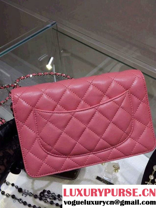 Chanel Wallet On Chain WOC Bag A33814 in Lambskin Leather Peach