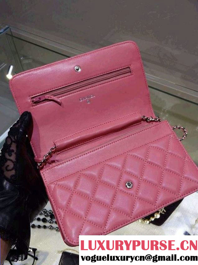 Chanel Wallet On Chain WOC Bag A33814 in Lambskin Leather Peach