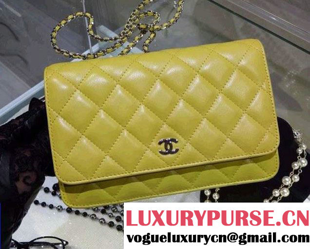 Chanel Wallet On Chain WOC Bag A33814 in Lambskin Leather Turmeric