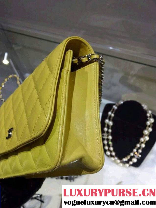Chanel Wallet On Chain WOC Bag A33814 in Lambskin Leather Turmeric