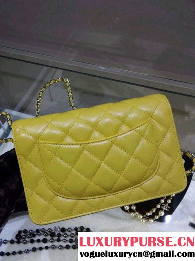 Chanel Wallet On Chain WOC Bag A33814 in Lambskin Leather Turmeric