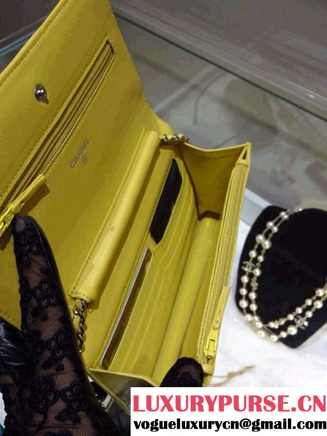 Chanel Wallet On Chain WOC Bag A33814 in Lambskin Leather Turmeric