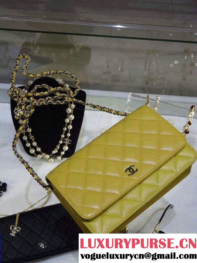 Chanel Wallet On Chain WOC Bag A33814 in Lambskin Leather Turmeric