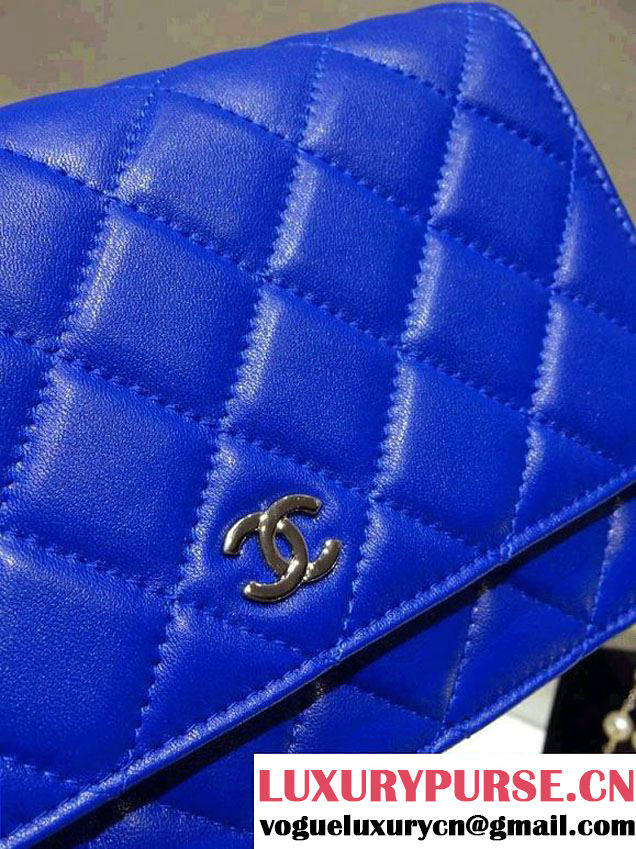Chanel Wallet On Chain WOC Bag A33814 in Lambskin Leather Blue