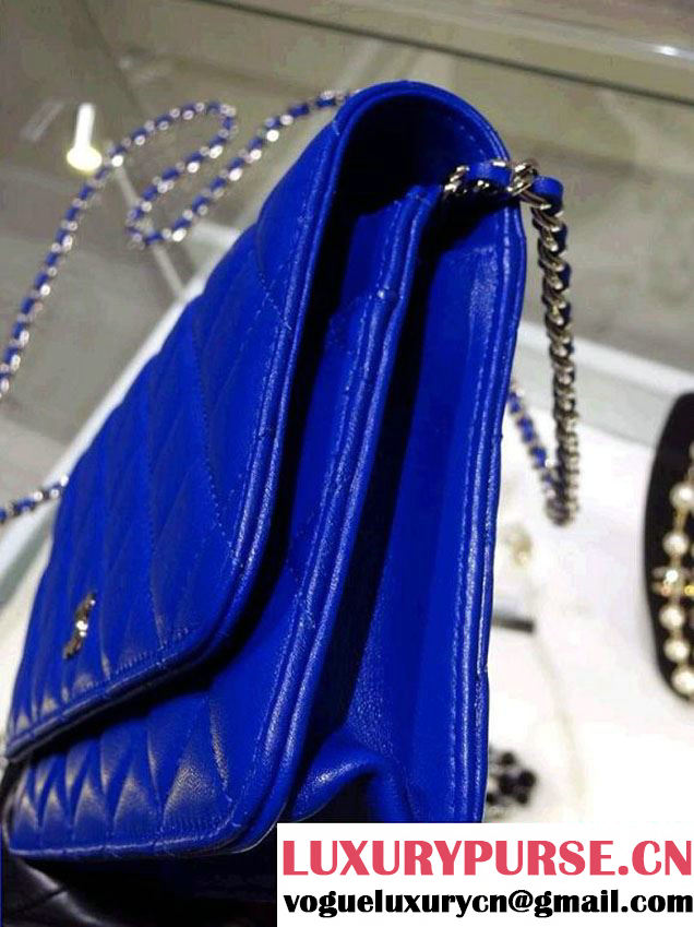 Chanel Wallet On Chain WOC Bag A33814 in Lambskin Leather Blue