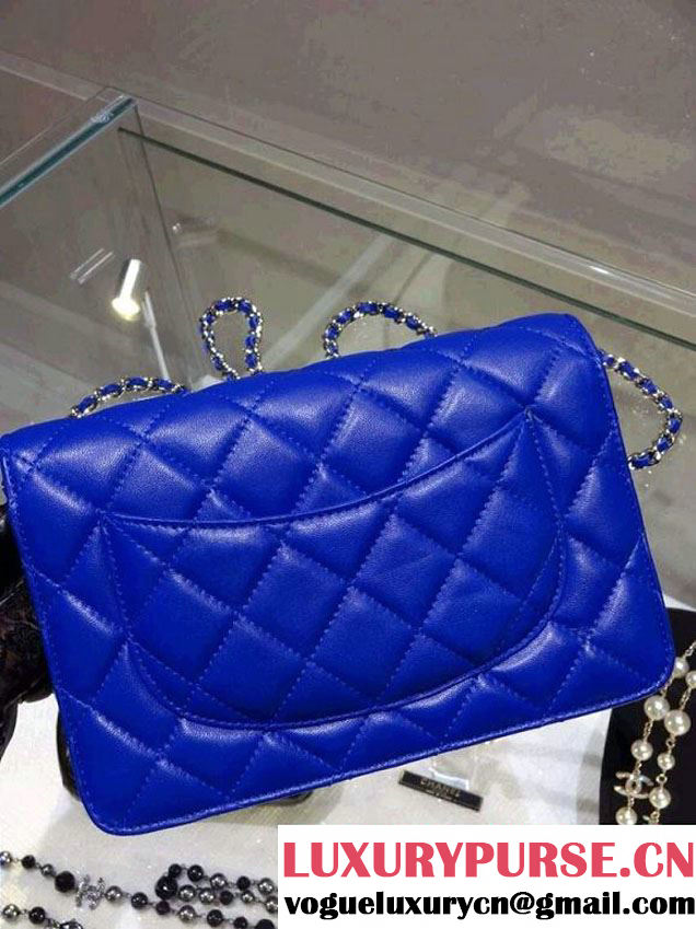 Chanel Wallet On Chain WOC Bag A33814 in Lambskin Leather Blue