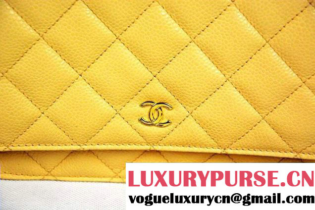Chanel Wallet On Chain WOC Bag A33814 in Caviar Leather Yellow