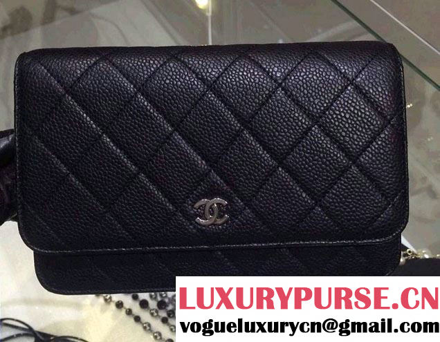 Chanel Wallet On Chain WOC Bag A33814 in Caviar Leather Black with Silver Hardware