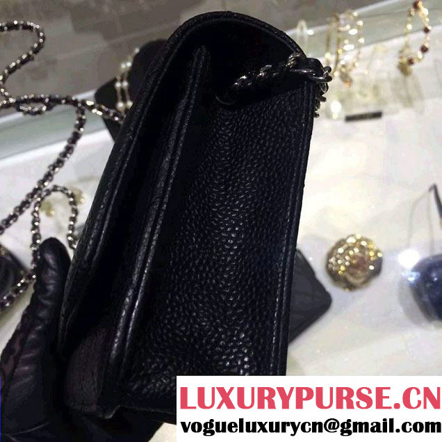 Chanel Wallet On Chain WOC Bag A33814 in Caviar Leather Black with Silver Hardware