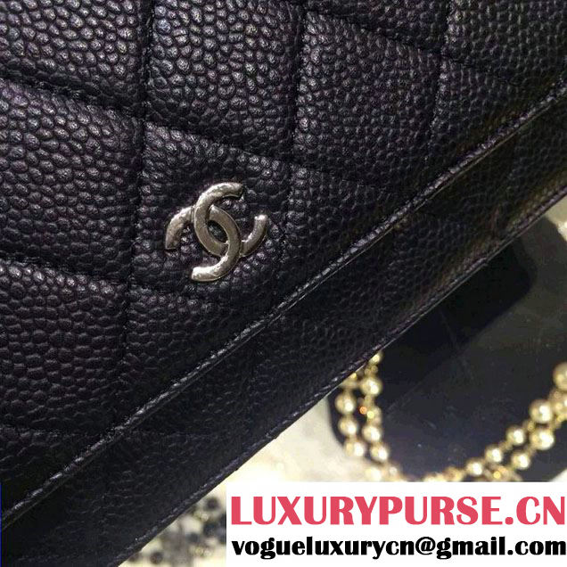 Chanel Wallet On Chain WOC Bag A33814 in Caviar Leather Black with Silver Hardware