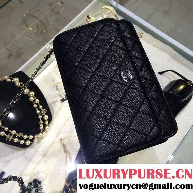 Chanel Wallet On Chain WOC Bag A33814 in Caviar Leather Black with Silver Hardware
