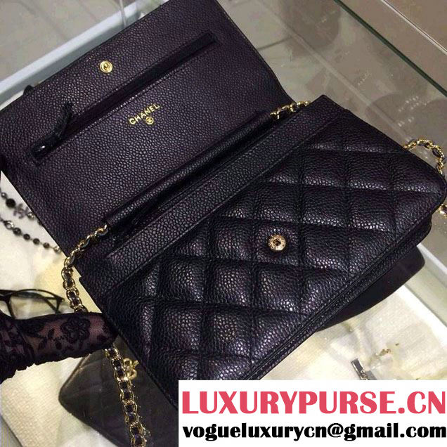 Chanel Wallet On Chain WOC Bag A33814 in Caviar Leather Black with Golden Hardware