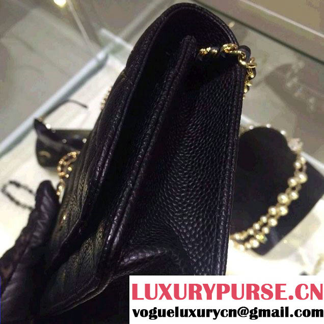 Chanel Wallet On Chain WOC Bag A33814 in Caviar Leather Black with Golden Hardware