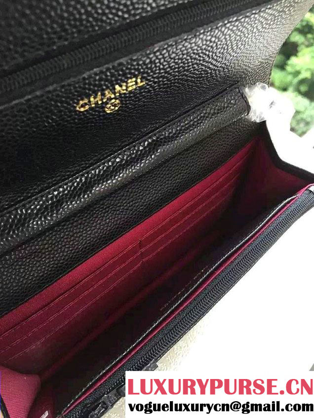 Chanel Wallet On Chain WOC Bag A33814 in Caviar Leather Black with Golden Hardware
