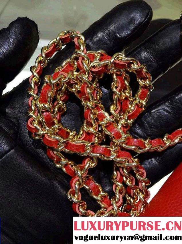 Chanel Wallet On Chain WOC Bag A33814 in Caviar Leather Red with Golden Hardware