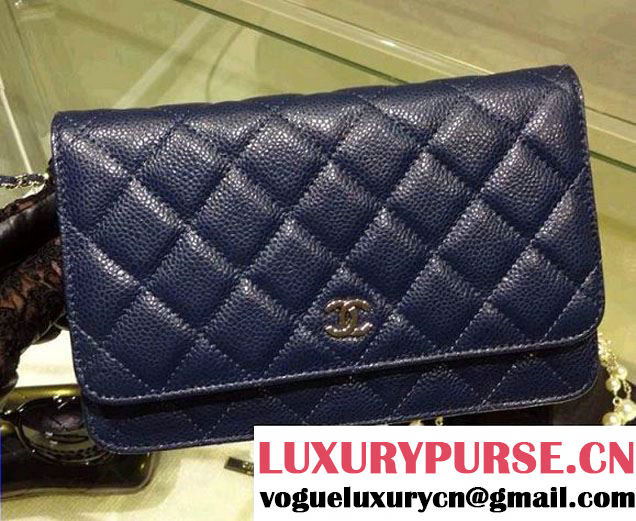 Chanel Wallet On Chain WOC Bag A33814 in Caviar Leather Royal Blue