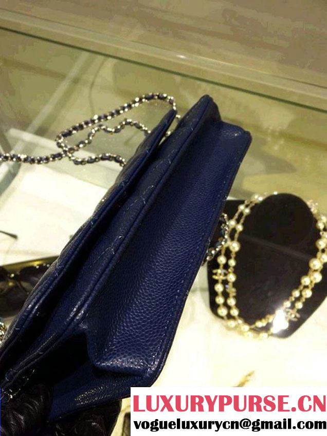 Chanel Wallet On Chain WOC Bag A33814 in Caviar Leather Royal Blue