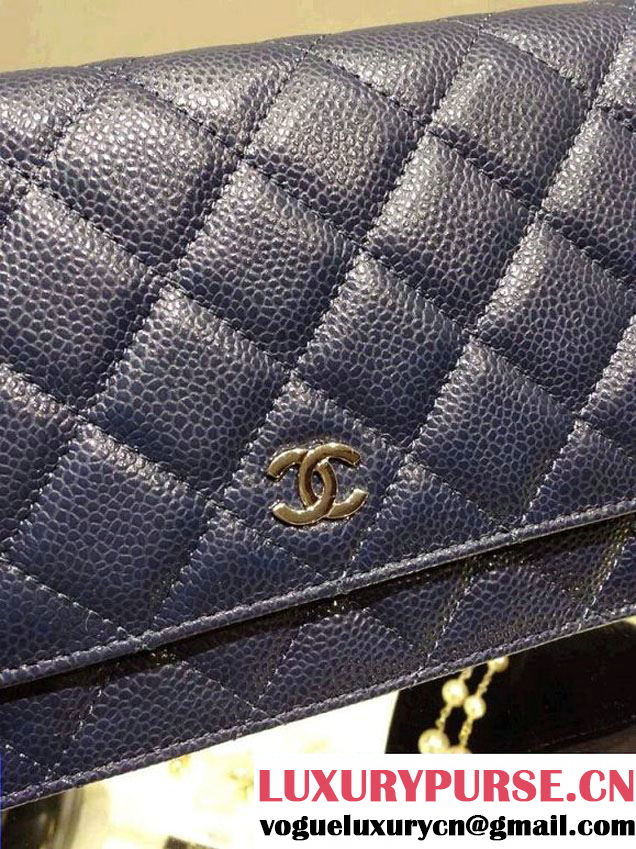 Chanel Wallet On Chain WOC Bag A33814 in Caviar Leather Royal Blue