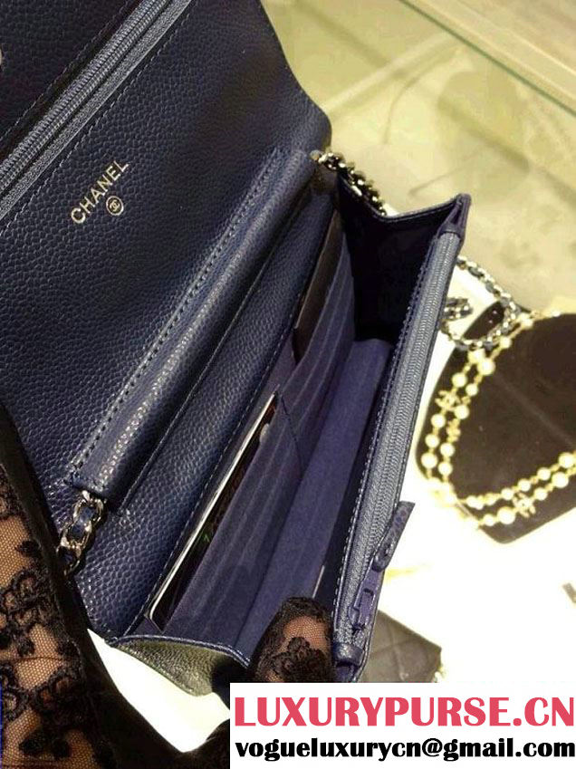 Chanel Wallet On Chain WOC Bag A33814 in Caviar Leather Royal Blue