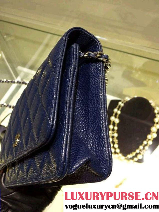 Chanel Wallet On Chain WOC Bag A33814 in Caviar Leather Royal Blue