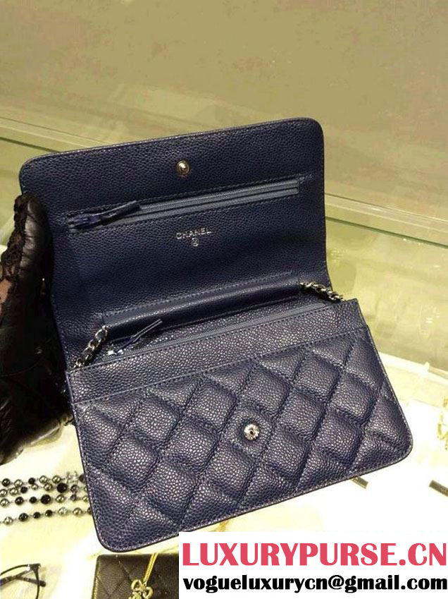 Chanel Wallet On Chain WOC Bag A33814 in Caviar Leather Royal Blue